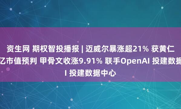 资生网 期权智投播报 | 迈威尔暴涨超21% 获黄仁勋万亿市值预判 甲骨文收涨9.91% 联手OpenAI 投建数据中心